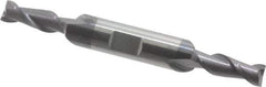 Accupro - 1/4", 5/8" LOC, 3/8" Shank Diam, 3" OAL, 2 Flute, Solid Carbide Square End Mill - Double End, AlTiN Finish, Spiral Flute, 40° Helix, Centercutting, Right Hand Cut, Right Hand Flute - USA Tool & Supply