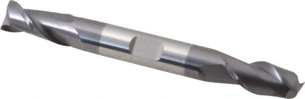 Accupro - 3/8", 3/4" LOC, 3/8" Shank Diam, 3-1/2" OAL, 2 Flute, Solid Carbide Square End Mill - Double End, AlTiN Finish, Spiral Flute, 40° Helix, Centercutting, Right Hand Cut, Right Hand Flute - USA Tool & Supply