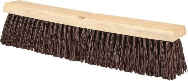 PRO-SOURCE - 18" Heavy Duty Polypropylene Push Broom - 3-1/4" Bristle Length, Wood Block, Threaded Handle Connection, Handle Sold Separately - USA Tool & Supply