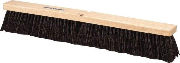 PRO-SOURCE - 24" Heavy Duty Polypropylene Push Broom - 3-1/4" Bristle Length, Wood Block, Threaded Handle Connection, Handle Sold Separately - USA Tool & Supply