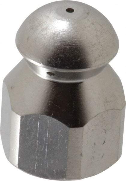 PRO-SOURCE - 4,200 psi Fixed, Stainless Steel, Sewer Pressure Washer Nozzle - 12mm Orifice Diam, 1/4" Thread, FPT, Polished - USA Tool & Supply