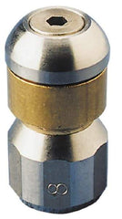 PRO-SOURCE - 3,000 psi Rotating, Stainless Steel, Sewer Pressure Washer Nozzle - 5.5mm Orifice Diam, 1/8" Thread, FPT, Polished - USA Tool & Supply