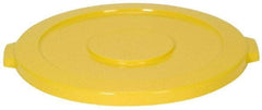 Continental - Round Lid for Use with 44 Gal Round Trash Cans - Yellow, Polyethylene, For Huskee Trash Cans - USA Tool & Supply