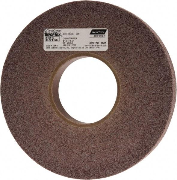 Norton - 8" Diam, 1" Face Width, 3" Center Hole, Medium Grade, Aluminum Oxide Deburring Wheel - Convolute, Hard Density 8 Grade, 4,500 RPM - USA Tool & Supply