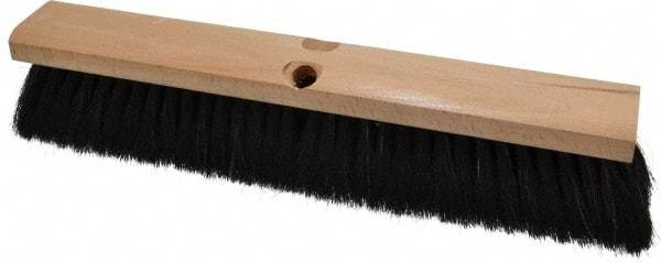 PRO-SOURCE - 16" General Purpose Horsehair Push Broom - 3" Bristle Length, Wood Block, Threaded Handle Connection, Handle Sold Separately - USA Tool & Supply