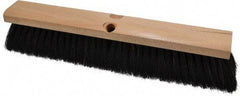 PRO-SOURCE - 16" General Purpose Horsehair Push Broom - 3" Bristle Length, Wood Block, Threaded Handle Connection, Handle Sold Separately - USA Tool & Supply