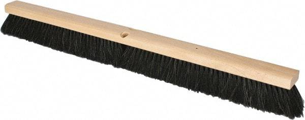 PRO-SOURCE - 36" General Purpose Horsehair Push Broom - 3" Bristle Length, Wood Block, Threaded Handle Connection, Handle Sold Separately - USA Tool & Supply