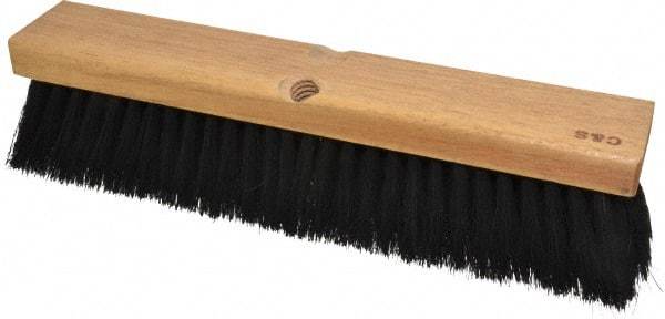 PRO-SOURCE - 14" General Purpose Horsehair Blend Push Broom - 3" Bristle Length, Wood Block, Threaded Handle Connection, Handle Sold Separately - USA Tool & Supply