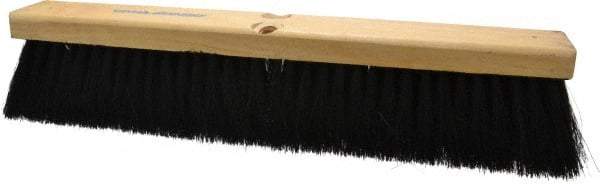 PRO-SOURCE - 18" General Purpose Horsehair Blend Push Broom - 3" Bristle Length, Wood Block, Threaded Handle Connection, Handle Sold Separately - USA Tool & Supply