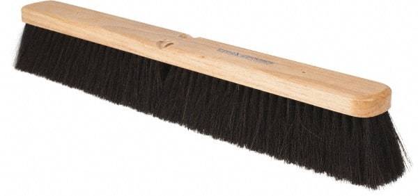 PRO-SOURCE - 24" General Purpose Horsehair Blend Push Broom - 3" Bristle Length, Wood Block, Threaded Handle Connection, Handle Sold Separately - USA Tool & Supply