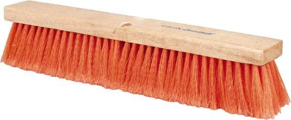 PRO-SOURCE - 18" General Purpose Polypropylene Push Broom - 3" Bristle Length, Wood Block, Threaded Handle Connection, Handle Sold Separately - USA Tool & Supply