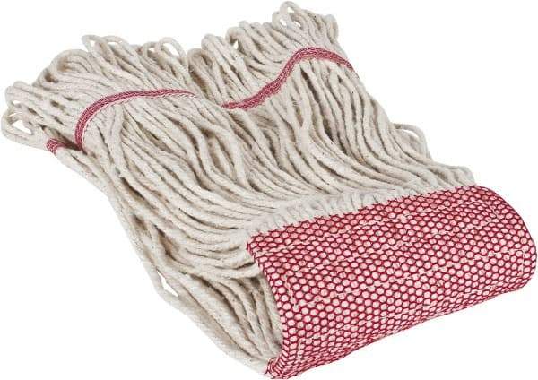 PRO-SOURCE - 5" Red Head Band, Medium Cotton Loop End Mop Head - 4 Ply, Clamp Jaw Connection, Use for General Purpose - USA Tool & Supply