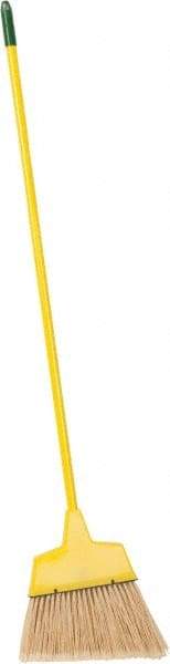 PRO-SOURCE - 12" Wide, Yellow Polypropylene Bristles, Vinyl-Coated Metal Handle, Angled Broom - Flagged, Water Resistant - USA Tool & Supply