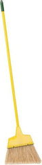 PRO-SOURCE - 12" Wide, Yellow Polypropylene Bristles, Vinyl-Coated Metal Handle, Angled Broom - Flagged, Water Resistant - USA Tool & Supply