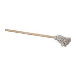 Made in USA - 21" OAL Toilet Bowl Brush - Cotton Bristles, 12" Wood Handle, Light Gray - USA Tool & Supply