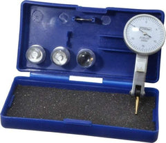 Fowler - 0.03 Inch Range, 0.0005 Inch Dial Graduation, Horizontal Dial Test Indicator - 1 Inch White Dial, 0-15-0 Dial Reading - USA Tool & Supply