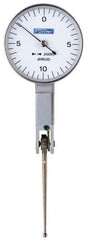 Fowler - 0.02 Inch Range, 0.0005 Inch Dial Graduation, Horizontal Dial Test Indicator - 1 Inch White Dial, 0-10-0 Dial Reading - USA Tool & Supply