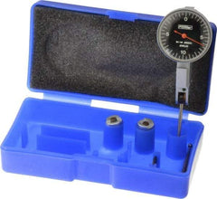 Fowler - 0.02 Inch Range, 0.0005 Inch Dial Graduation, Horizontal Dial Test Indicator - 1 Inch Black Dial, 0-10-0 Dial Reading - USA Tool & Supply