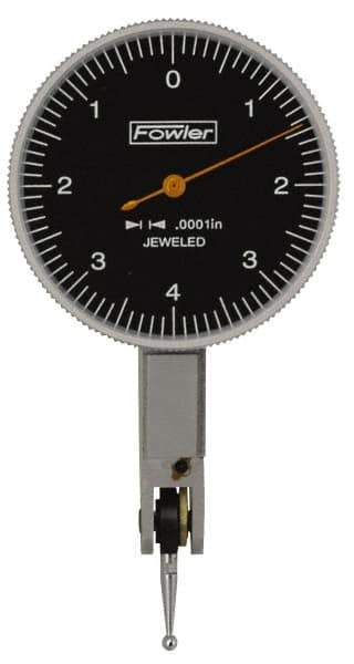 Fowler - 0.0001 Inch Dial Graduation, Dial Test Indicator - 1 Inch Black Dial, 0-4-0 Dial Reading - USA Tool & Supply