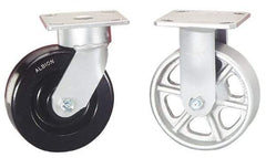 Albion - 5" Diam x 2" Wide x 6-1/2" OAH Top Plate Mount Rigid Caster - Phenolic, 1,000 Lb Capacity, Roller Bearing, 4 x 4-1/2" Plate - USA Tool & Supply