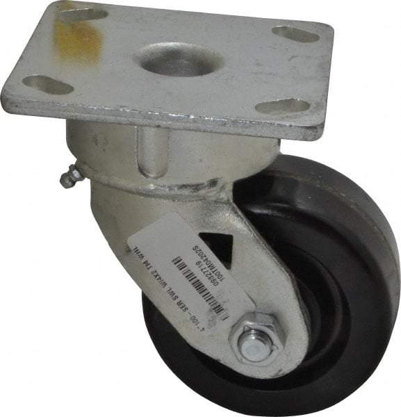 Albion - 4" Diam x 2" Wide x 5-5/8" OAH Top Plate Mount Swivel Caster - Phenolic, 800 Lb Capacity, Roller Bearing, 4 x 4-1/2" Plate - USA Tool & Supply