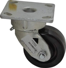 Albion - 4" Diam x 2" Wide x 5-5/8" OAH Top Plate Mount Swivel Caster - Phenolic, 800 Lb Capacity, Roller Bearing, 4 x 4-1/2" Plate - USA Tool & Supply