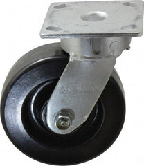 Albion - 6" Diam x 2" Wide x 7-1/2" OAH Top Plate Mount Swivel Caster - Phenolic, 1,200 Lb Capacity, Roller Bearing, 4 x 4-1/2" Plate - USA Tool & Supply