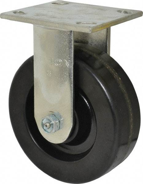 Albion - 6" Diam x 2" Wide x 7-1/2" OAH Top Plate Mount Rigid Caster - Phenolic, 1,200 Lb Capacity, Roller Bearing, 4 x 4-1/2" Plate - USA Tool & Supply