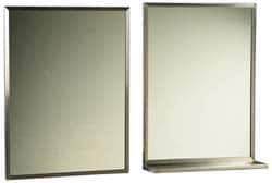 Made in USA - 18 Inch Wide x 24 Inch High, Theft Resistant Rectangular Glass Washroom Mirror - Stainless Steel Frame - USA Tool & Supply