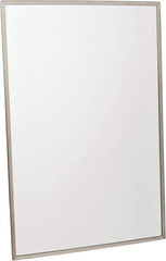 Made in USA - 24 Inch Wide x 36 Inch High, Theft Resistant Rectangular Glass Washroom Mirror - Stainless Steel Frame - USA Tool & Supply