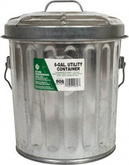 PRO-SOURCE - Galvanized Metal Pail with Lid - Galvanized Metal, 12-1/8" High - USA Tool & Supply