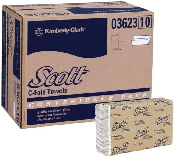 Scott - 1 Ply White C-Fold Paper Towels - 10-1/8" Wide - USA Tool & Supply