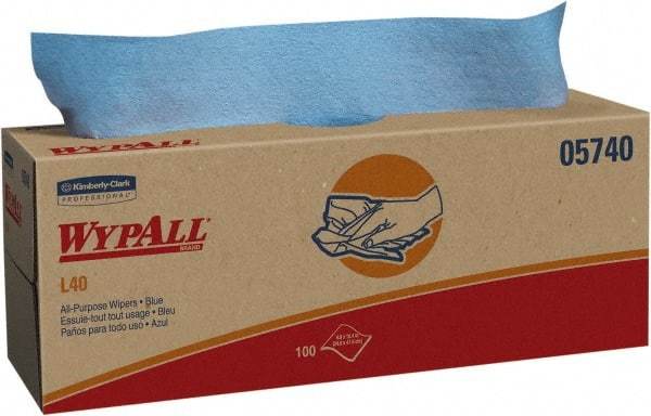 WypAll - L40 Dry General Purpose Wipes - Pop-Up, 9-3/4" x 16-3/8" Sheet Size, Blue - USA Tool & Supply