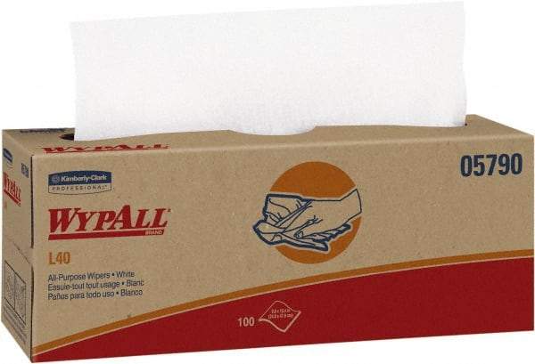 WypAll - L40 Dry General Purpose Wipes - Pop-Up, 9-3/4" x 16-3/8" Sheet Size, White - USA Tool & Supply