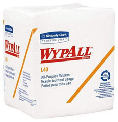 WypAll - L40 1/4 Fold General Purpose Wipes - Poly Pack, 12" x 12-1/2" Sheet Size, White - USA Tool & Supply