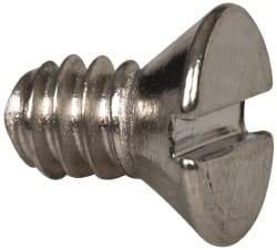 Value Collection - #6-32 UNC, 1/4" OAL Slotted Drive Machine Screw - Flat Head, Grade 316 Stainless Steel, Uncoated, Without Washer - USA Tool & Supply
