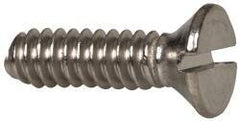 Value Collection - #6-32 UNC, 1/2" OAL Slotted Drive Machine Screw - Flat Head, Grade 316 Stainless Steel, Uncoated, Without Washer - USA Tool & Supply