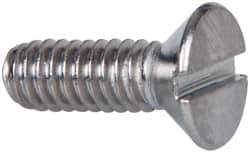 Value Collection - #8-32 UNC, 1/2" OAL Slotted Drive Machine Screw - Flat Head, Grade 316 Stainless Steel, Uncoated, Without Washer - USA Tool & Supply