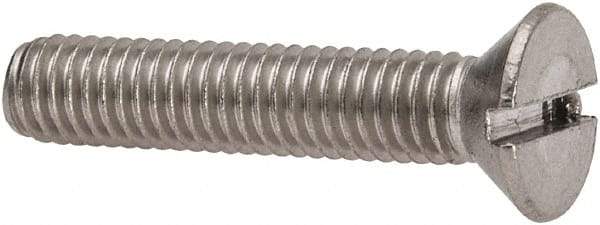 Value Collection - #10-32 UNF, 1" OAL Slotted Drive Machine Screw - Flat Head, Grade 316 Stainless Steel, Uncoated, Without Washer - USA Tool & Supply