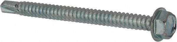 Value Collection - 1/4", Hex Washer Head, Hex Drive, 3" Length Under Head, #3 Point, Self Drilling Screw - Grade 1016-1024 Steel, Zinc-Plated Finish - USA Tool & Supply