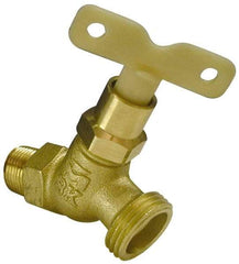 B&K Mueller - 1/2" Pipe, 125 psi WOG Rating, Brass Hose Bibb, Stop Valve - Loose Key Handle, MNPT x GHT End Connections - USA Tool & Supply