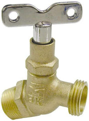 B&K Mueller - 3/4" Pipe, 125 psi WOG Rating, Brass Hose Bibb, Stop Valve - Loose Key Handle, MNPT x GHT End Connections - USA Tool & Supply