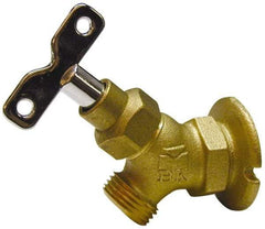 B&K Mueller - 3/4" Pipe, Brass Coated Brass Sillcock with Lockshield - Loosekey Handle, FNPT x GHT End Connections, 150 psi WOG Rating - USA Tool & Supply