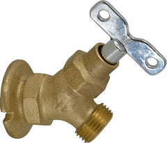 B&K Mueller - 1/2" Pipe, Brass Coated Brass Sillcock with Lockshield - Loosekey Handle, FNPT x GHT End Connections, 150 psi WOG Rating - USA Tool & Supply