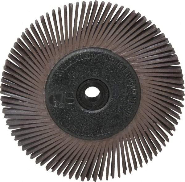 3M - 6" Diam, 1/2" Max Face Width, Plain Hole Radial Bristle Brush - 36 Grit, Very Coarse Grade, 6,000 Max RPM, Dark Brown - USA Tool & Supply