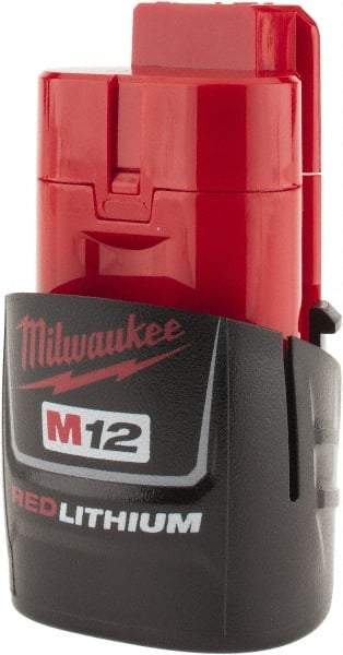 Milwaukee Tool - 12 Volt Lithium-Ion Power Tool Battery - 1.5 Ahr Capacity, 1 hr Charge Time, Series M12 RED - USA Tool & Supply