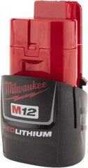 Milwaukee Tool - 12 Volt Lithium-Ion Power Tool Battery - 1.5 Ahr Capacity, 1 hr Charge Time, Series M12 RED - USA Tool & Supply