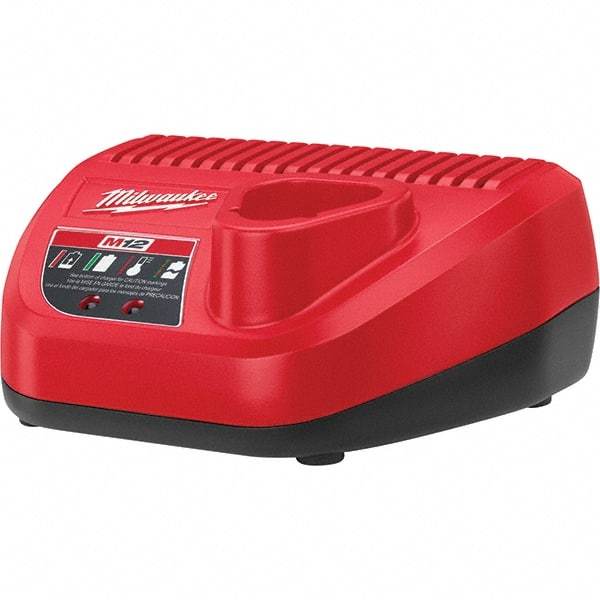 Milwaukee Tool - 12 Volt, 1 Battery Lithium-Ion Power Tool Charger - 1 hr (Lithium-Ion) & 30 min (Red Lithium) to Charge, AC Wall Outlet Power Source - USA Tool & Supply