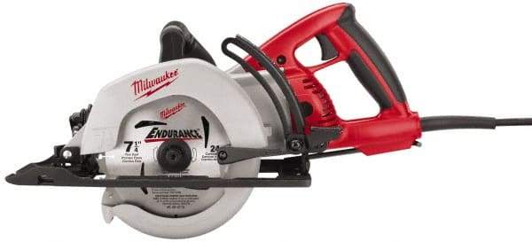 Milwaukee Tool - 15 Amps, 7-1/4" Blade Diam, 4,400 RPM, Electric Circular Saw - 120 Volts, Diamond Arbor Hole, Left Blade - USA Tool & Supply