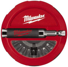 Milwaukee Tool - 20 Piece, 1/4" Drive Screwdriver Insert Bit Set - #1, 2 & 3 Phillips, T15 to T25 Torx, #1, #2 & #3 Square Recess, SL6-8 to SL8-10 Slotted - USA Tool & Supply